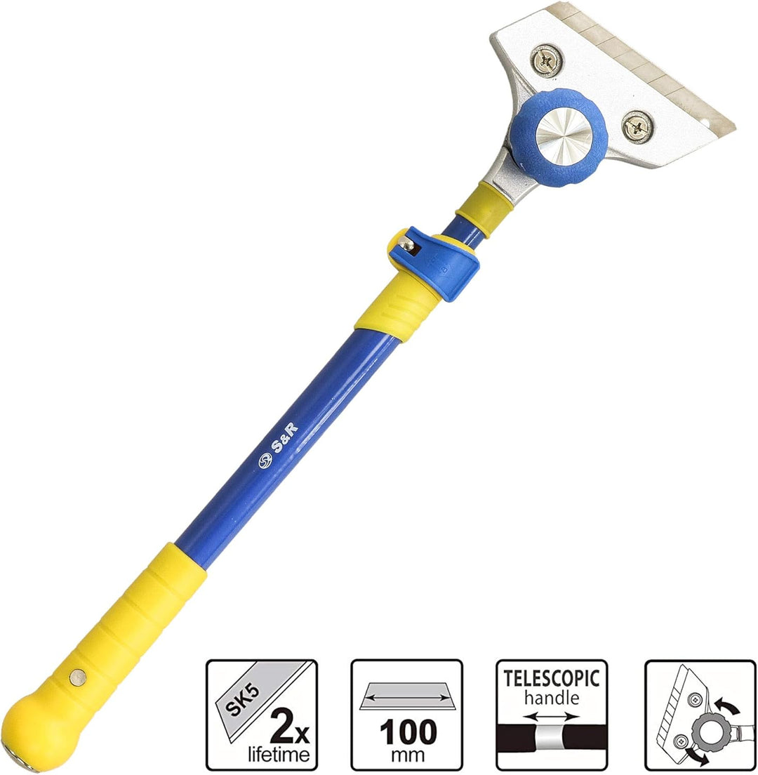 S&R Universal-Schaber TELESKOP 420 mm - 630 mm, verstellbare Kopf-Ausrichtung, scharfe und präzise S