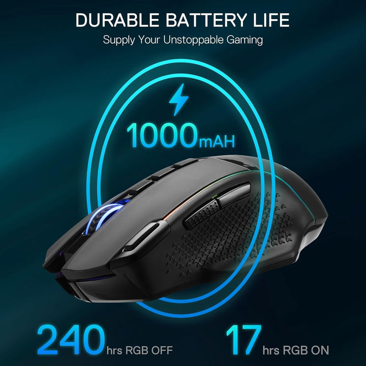 Redragon M991 kabellose Gaming-Maus, 19000 DPI kabelgebundene/drahtlose Maus mit Schnellfeuertaste,