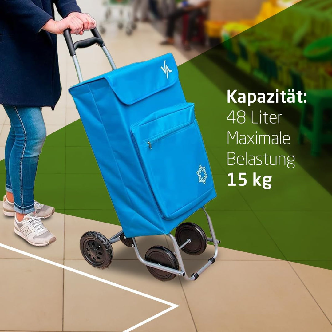 Amig - Einkaufstrolley mit 4 Rädern | Aussentasche für Tiefkühlkost | Maximale Belastung 15 kg |Kapa