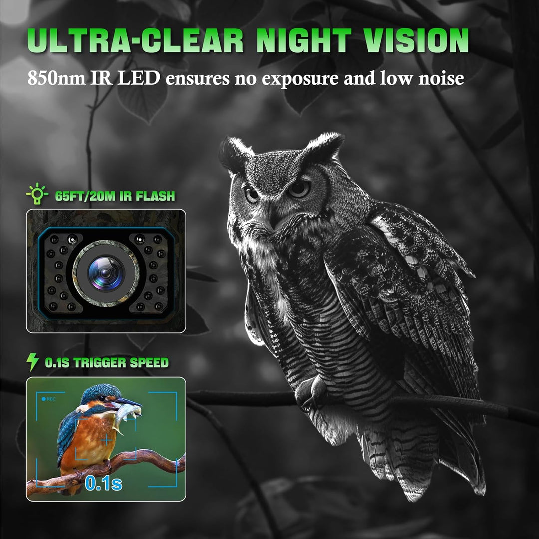 Coolifepro Wildkamera mit Handyübertragung App, 48MP 30FPS Solar WLAN Wildkamera, Wildtierkamera Ein