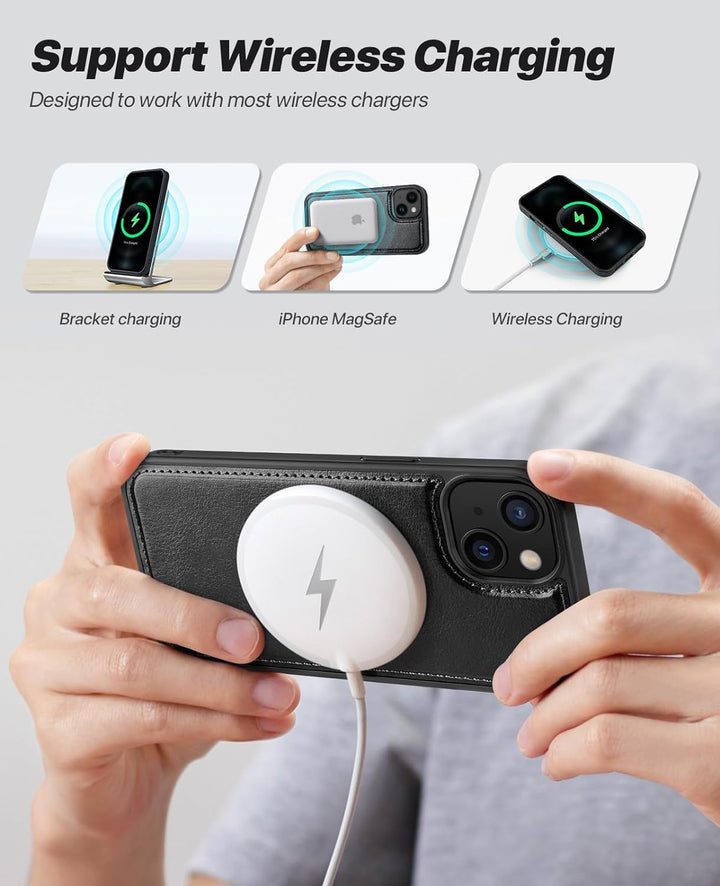 OCASE iPhone 15 Plus Hülle(2in1) Leder Stossfestes Case [Abnehmbare magnetische Hülle] [Kabelloses L