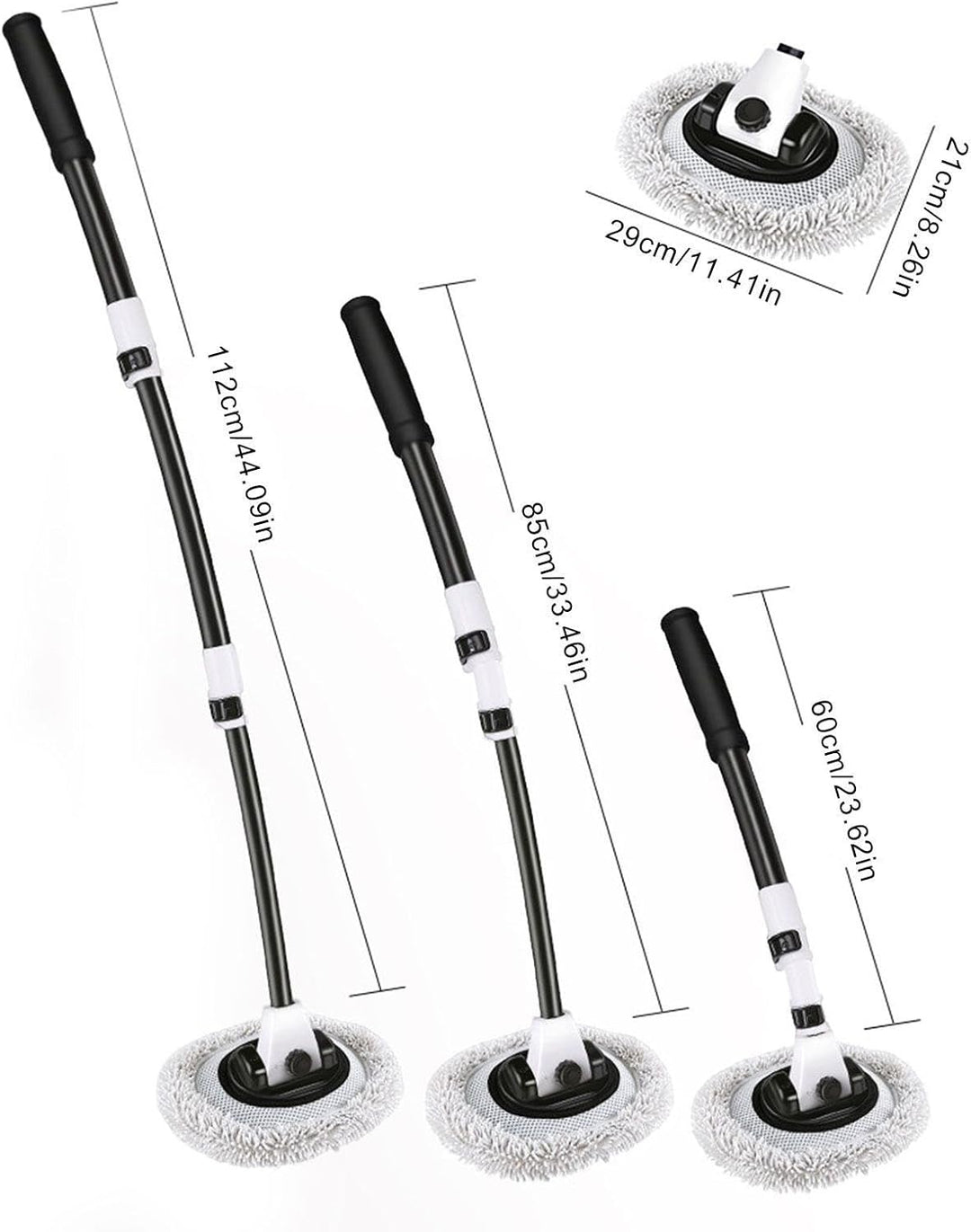 15° Curve Autowaschbürste, 60-112cm Teleskop Waschbürste mit Hochdichter Chenille Mikrofaser Bürsten