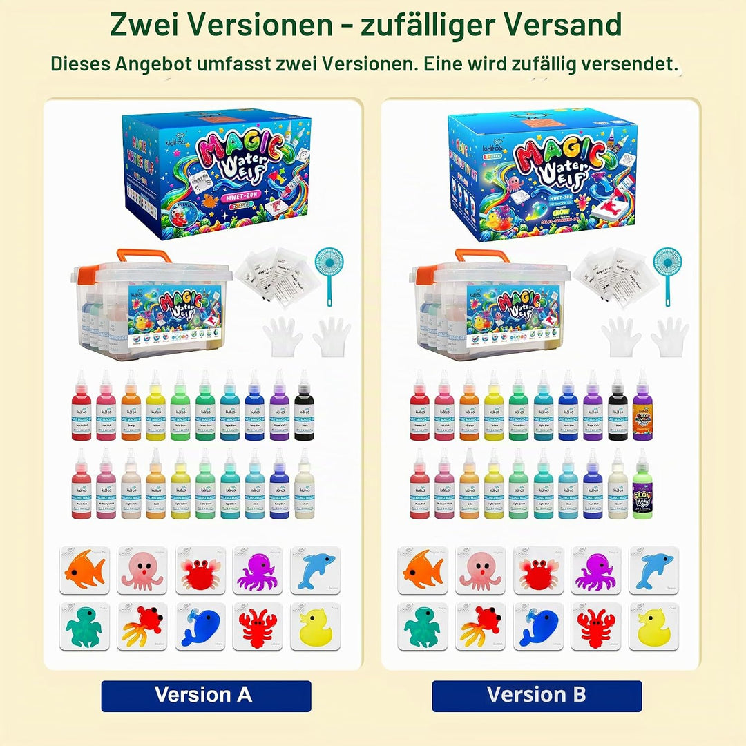 Kiditos Magic Water Elf Spielzeug Set – Aqua Gelz magisches Wasser-Gel Kit mit 20 Farben & 10 Formen