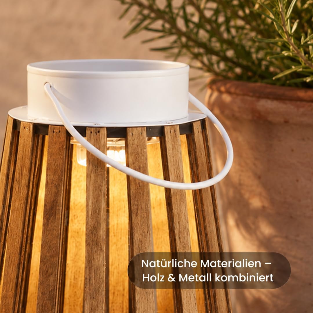 Star LED-Solar-Laterne 'Catania', Holz/Metall, 19x28cm,