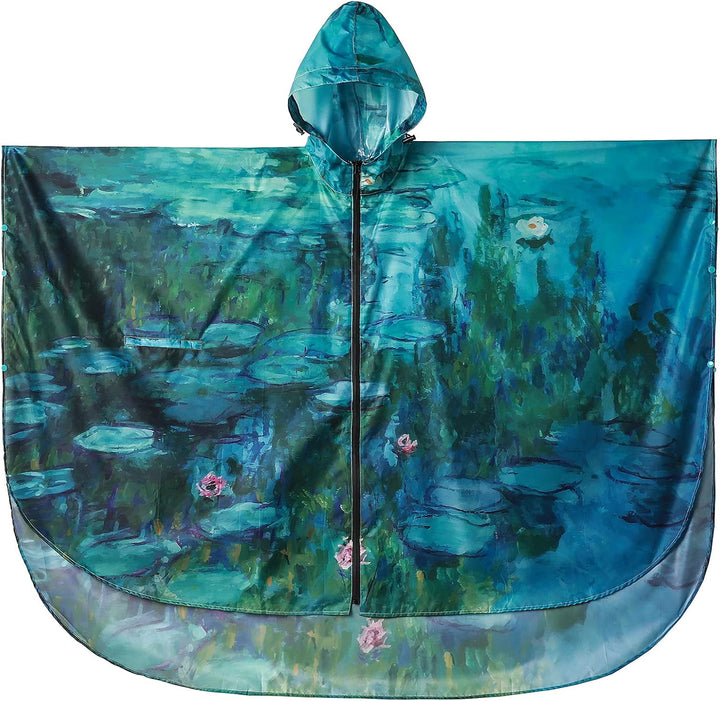 SaphiRose Damen Poncho, Einheitsgrösse Monet Seerosen