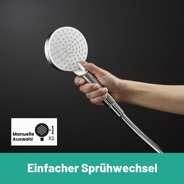 hansgrohe Crometta wassersparendes Duschset 0,90m, 2 Strahlarten, Weiss/Chrom Weiss/Chrom 0,90m Set