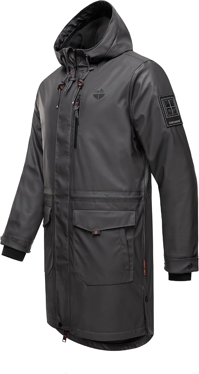 STONE HARBOUR Warmer Regenponcho gefütterter Regenmantel wasserdicht mit innenliegendem Tragegurt un