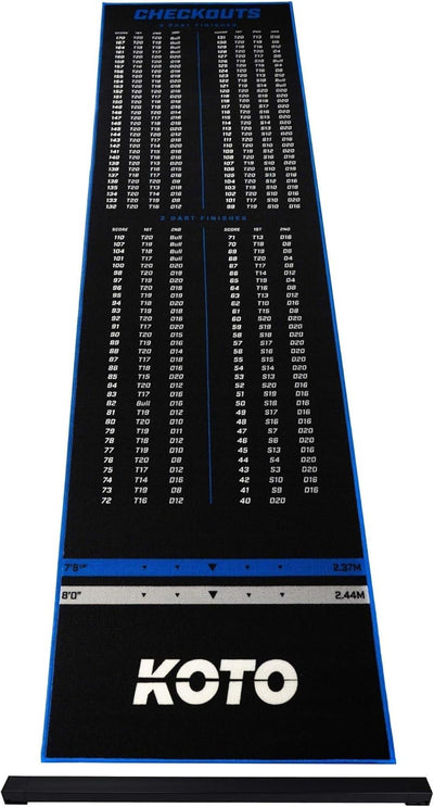 KOTO - Oche Carpet Checkout Dartmatte 285 x 80 cm + Oche Inkl. Score Indikator, Rutschfeste Teppich
