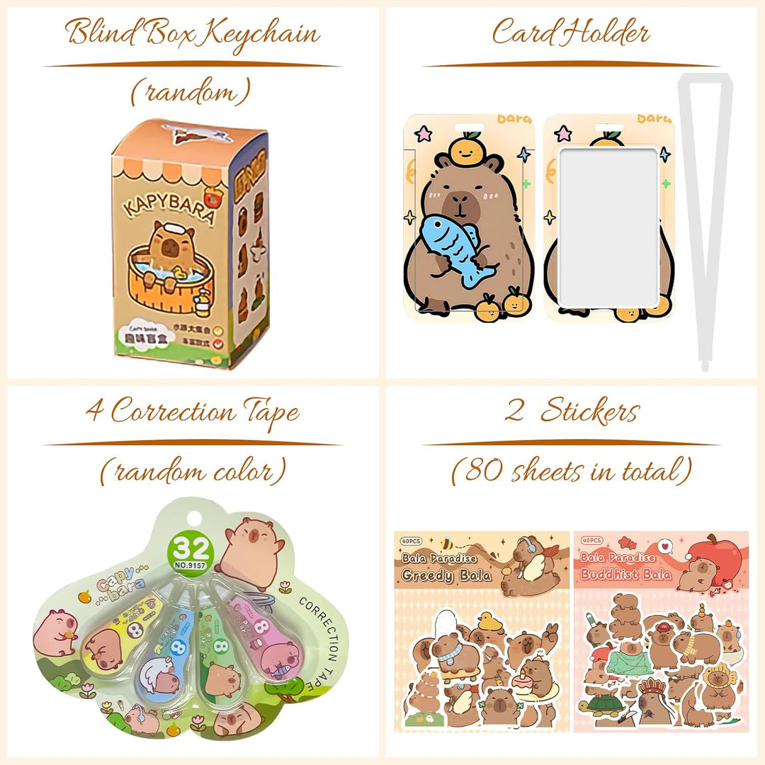 PQKL-party Capybara Federmäppchen Sachen Capybara Schreibwaren Set Schulsachen mit Stifte,80pcs Stic