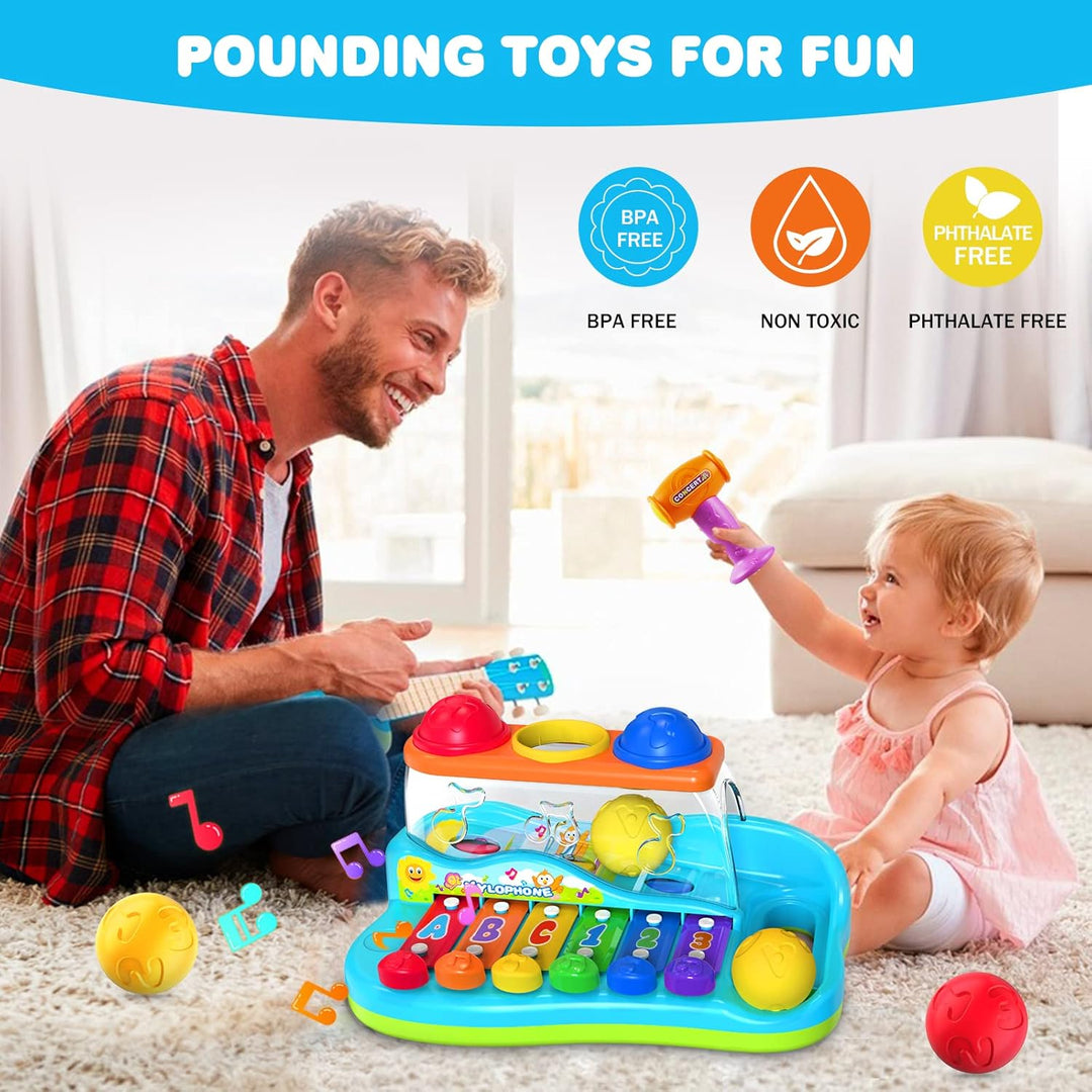 Yerloa Xylophon mit Hammerspiel Spielzeug , Baby Musikspielzeug ab 1 Jahr, Musikinstrument Keyboard