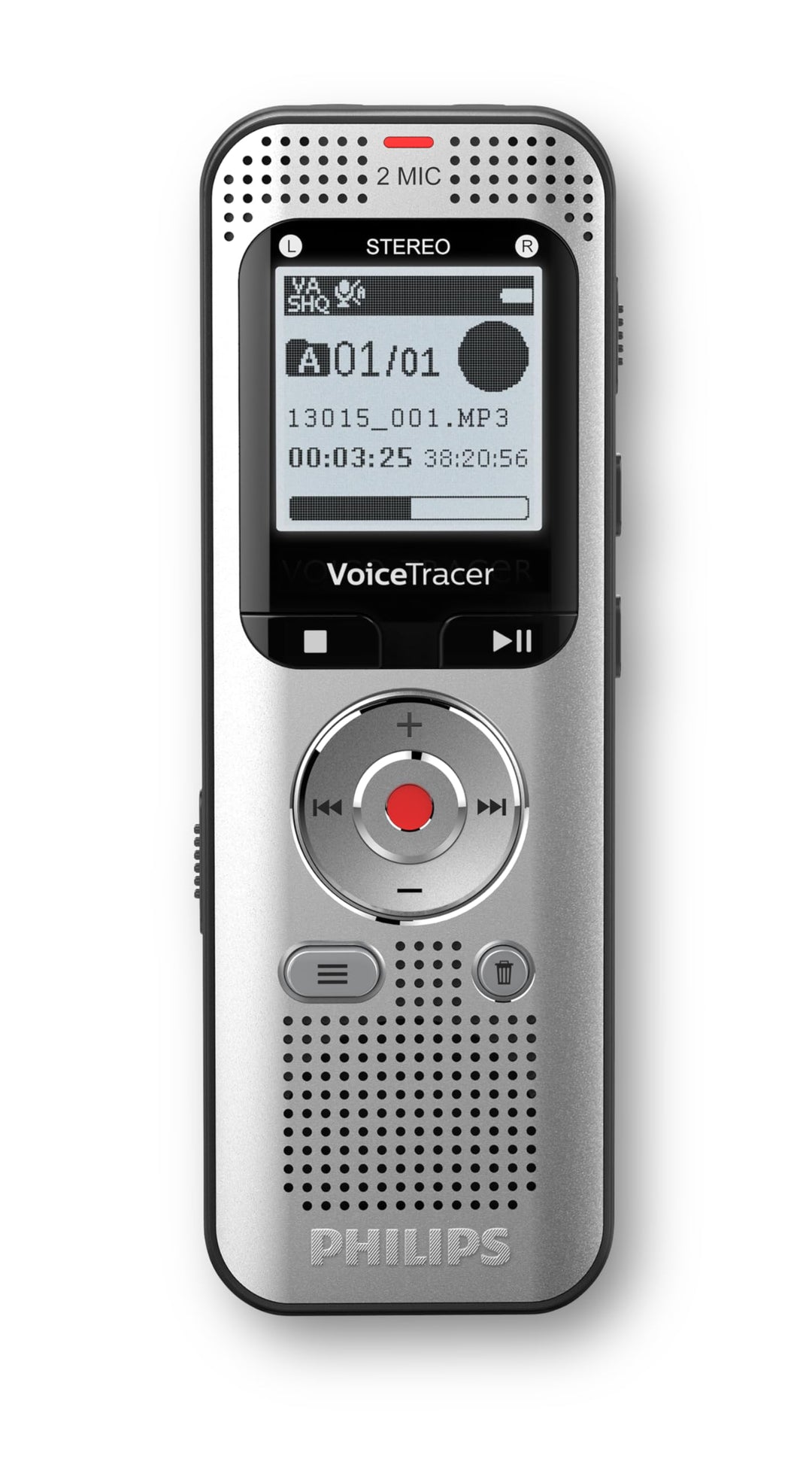 Philips DVT2015 VoiceTracer, Diktiergerät, Aufnahmegerät, MP3, HiFi Stereo, inkl. Sembly AI-Testlize