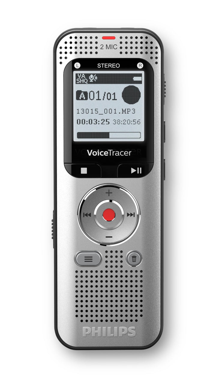Philips DVT2015 VoiceTracer, Diktiergerät, Aufnahmegerät, MP3, HiFi Stereo, inkl. Sembly AI-Testlize