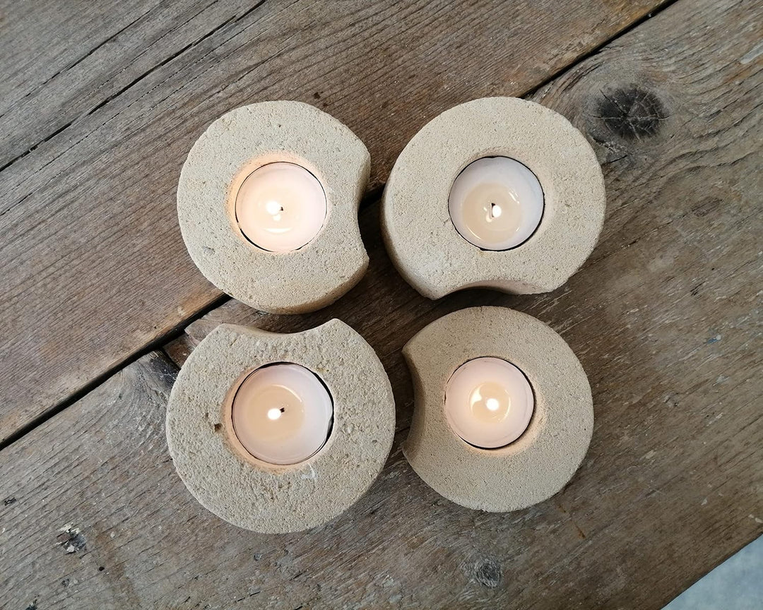 Teelichthalter Set mit 4 modernen Designs für Gastgeschenke oder Dekorationen. Handarbeit.