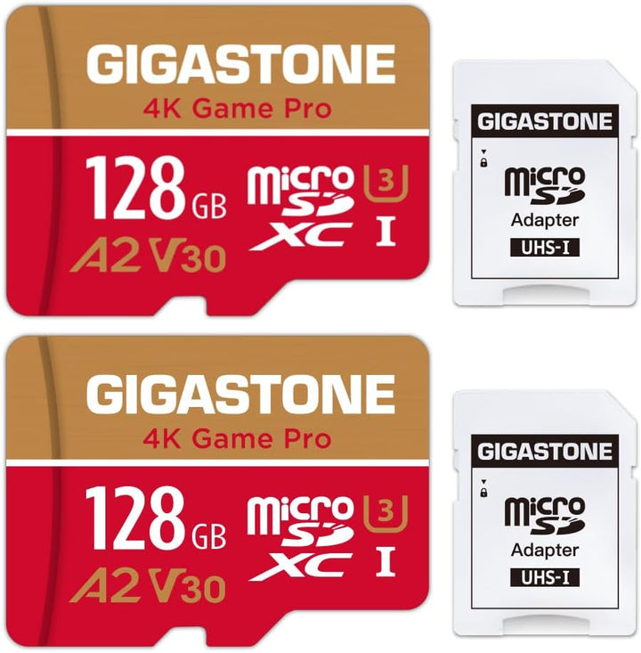 Gigastone 4K Game Pro 128GB MicroSDXC Speicherkarte 2er-Pack und SD-Adapter mit A2 App-Leistung bis
