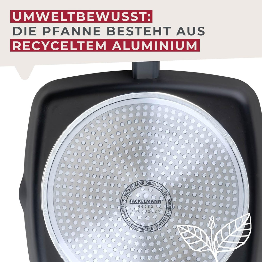 Fackelmann Grillpfanne 28cm Statement – Keramik beschichtete Pfanne - Recyceltes Aluminium mit Antih