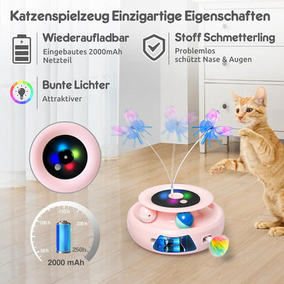 GoldenSun Katzenspielzeug, 3 in 1 Elektrisch Automatischer Spielzeug für Katzen, Interaktives Whack-