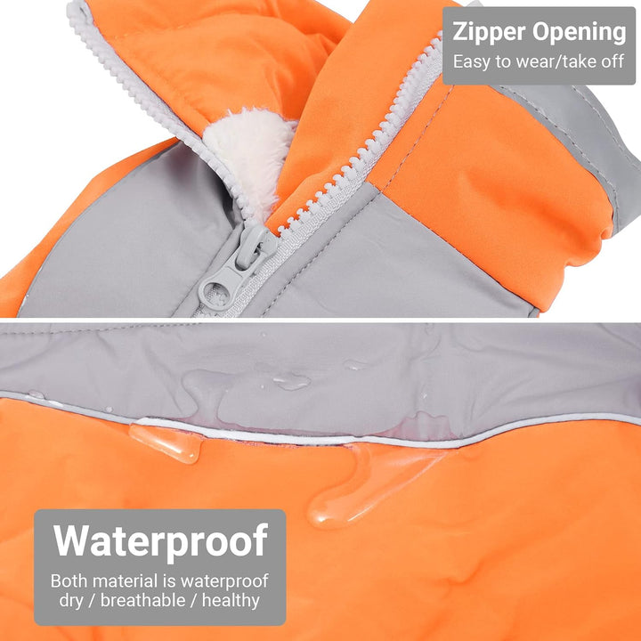 Hundejacke Hundemantel Wasserdicht Fleece gefüttert Warme Winterjacke Hunde Bekleidung für Winter He