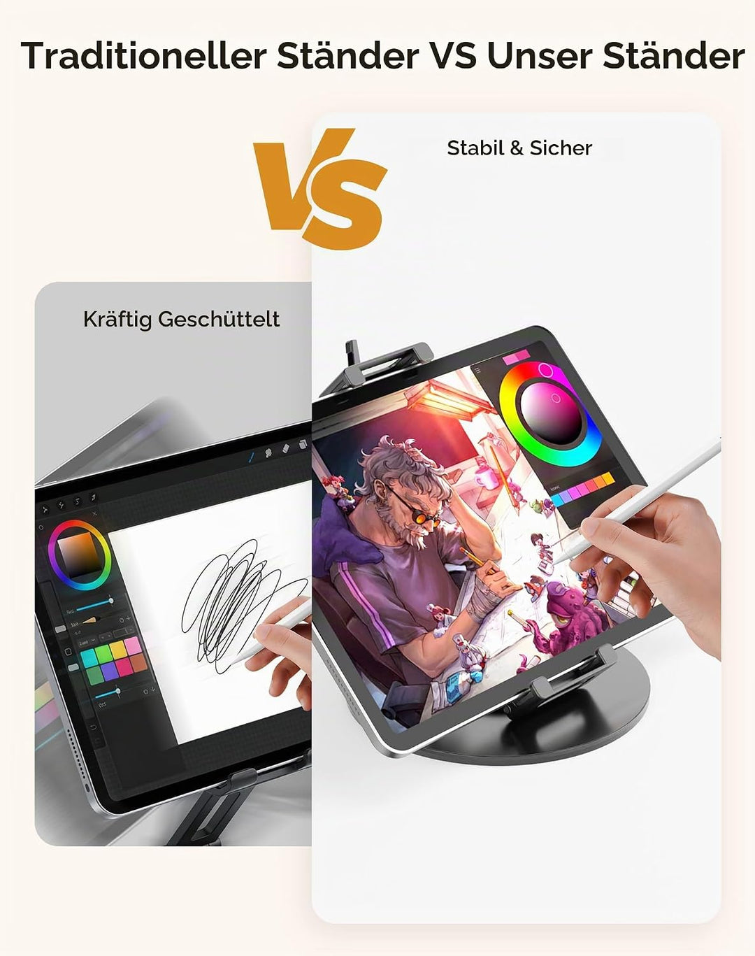 Portable Monitor Stand Tablet Halterung - Robuster Aluminium Ständer, 360° Drehbare Basis, 2 kg Trag