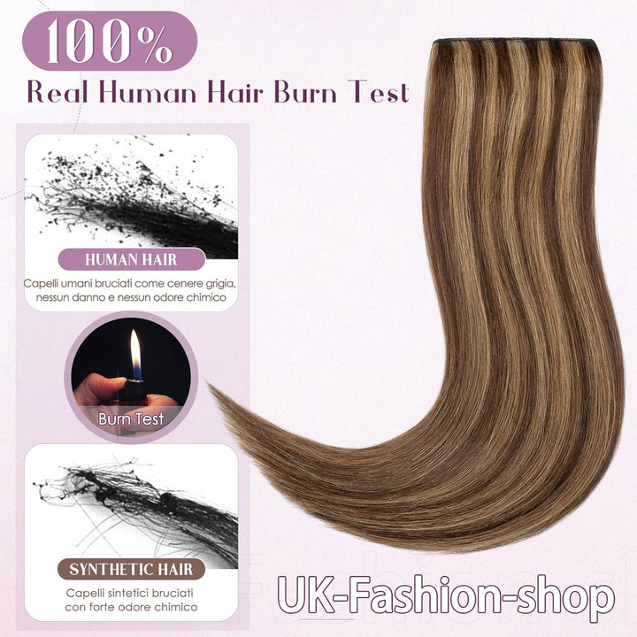 UK-Fashion-Shop Extensions Echthaar Clip In 100% Remy Echthaar Haarverlängerungen Dünn Weft Glatt 1