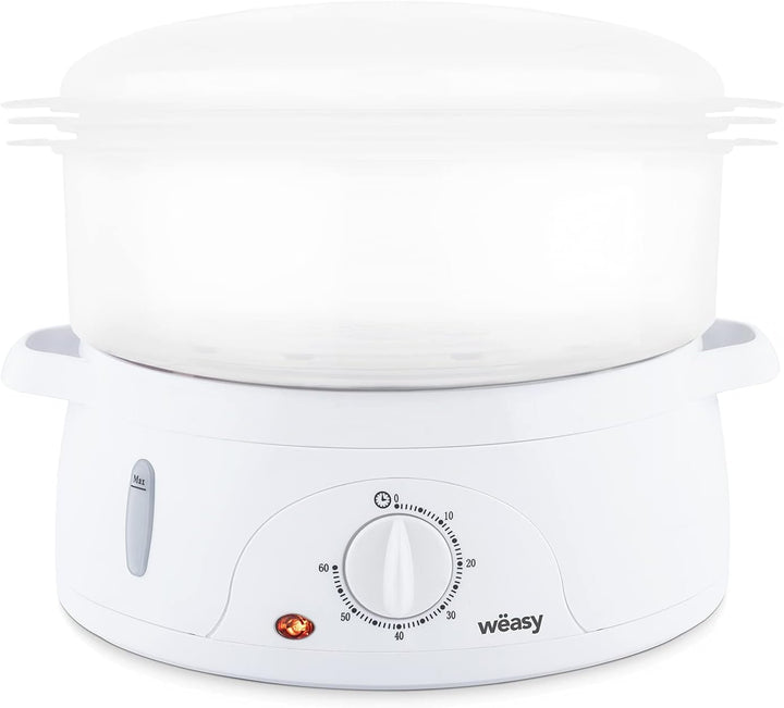 Wëasy Elektrischer Dampfgarer VEGE8 Multifunktions 9 l kompakt, 3 stapelbare Schalen zum Kochen von