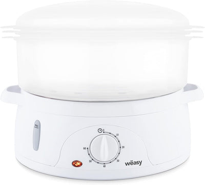 Wëasy Elektrischer Dampfgarer VEGE8 Multifunktions 9 l kompakt, 3 stapelbare Schalen zum Kochen von