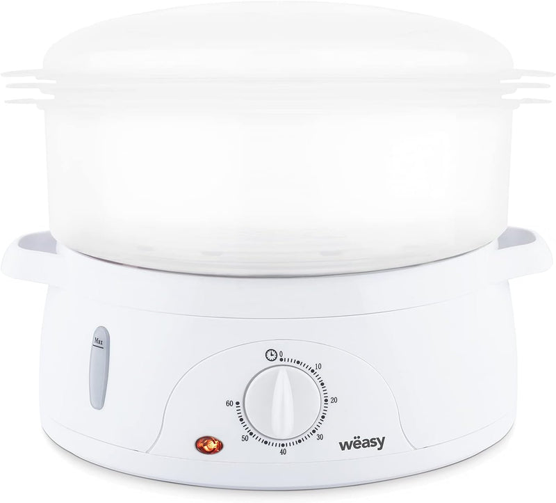 Wëasy Elektrischer Dampfgarer VEGE8 Multifunktions 9 l kompakt, 3 stapelbare Schalen zum Kochen von