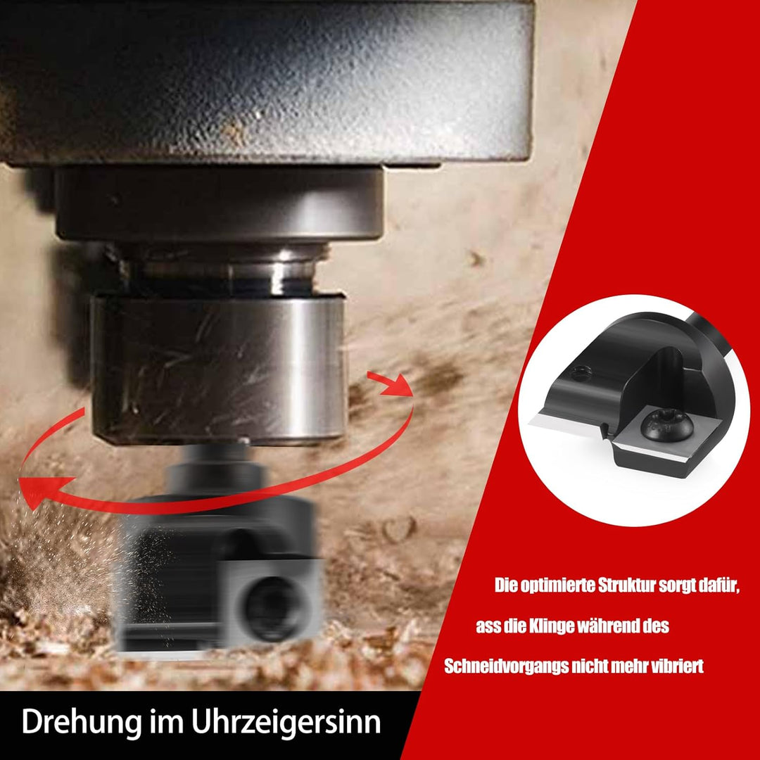 Trvoxviq 2 Flöten Planfräser 8mm Schaft 25.4mm Schnittdurchmesser Hobelfräser mit 5PCS Wendeplatten
