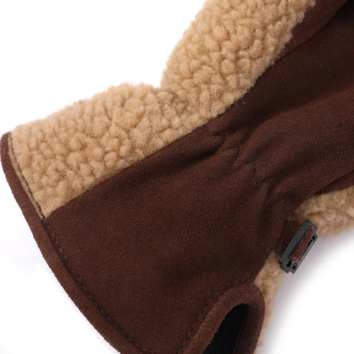 Harssidanzar Damen Winter Lederhandschuhe Outdoor Warm gefüttert Skifahren Fäustlinge SL020EU S Kame