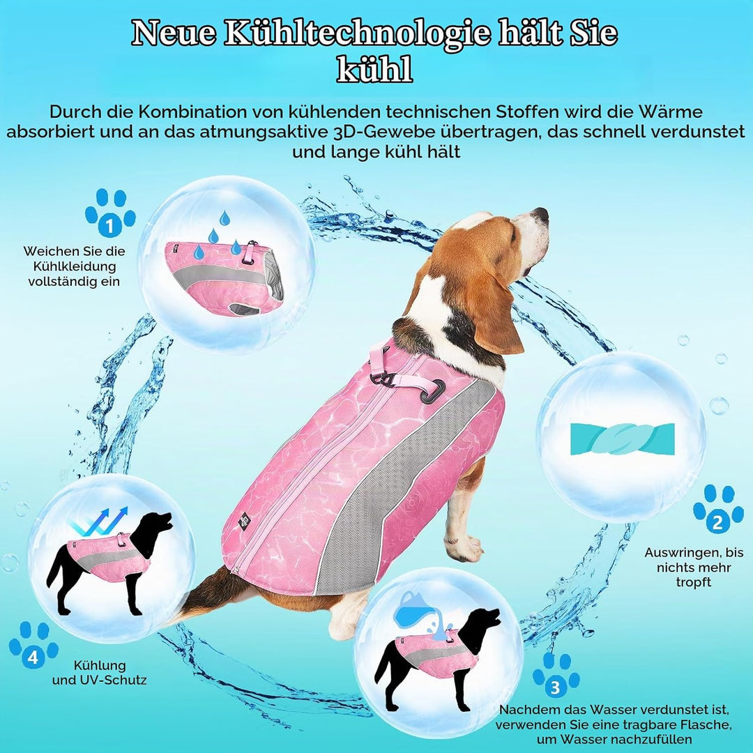 2 in 1 Winterhundemantel und Sommer Hundekühlweste aufgerüstetes Geschirr Kühljacke, atmungsaktive V
