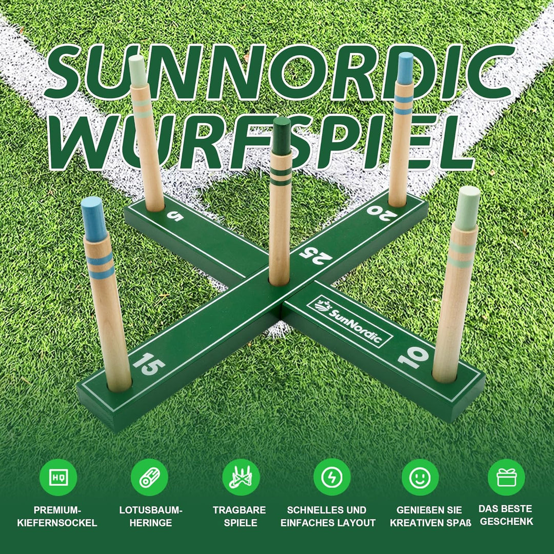 Ringwurfspiel-Set aus Holz, Strandspiel für Kinder, Erwachsene und die ganze Familie, inklusive Wurf