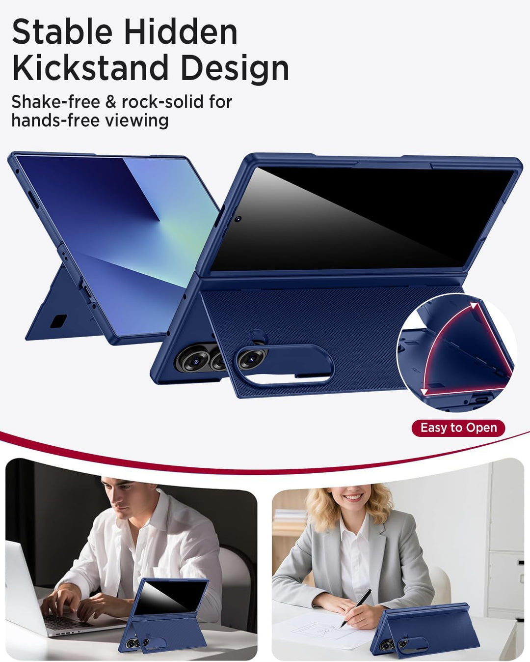 Miimall Kompatibel mit Samsung Galaxy Z Fold 7 Hülle mit Displayschutz Anti-SPY, [Tragbarer Ständer]
