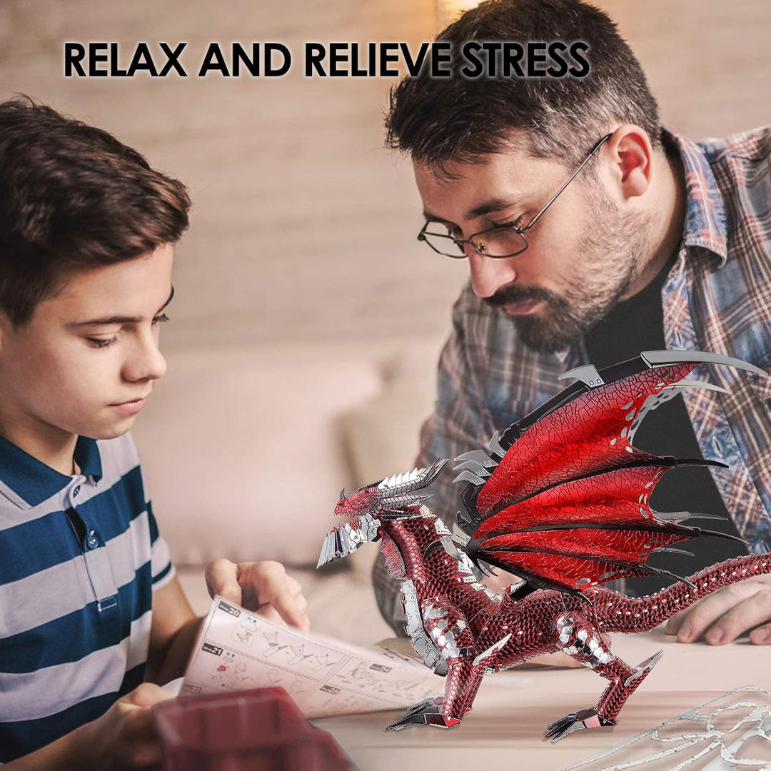 Piececool 3D-Metallmodellbausätze, schwarzer Drachenkönig, Bastel-3D-Puzzles für Erwachsene, Denkspo