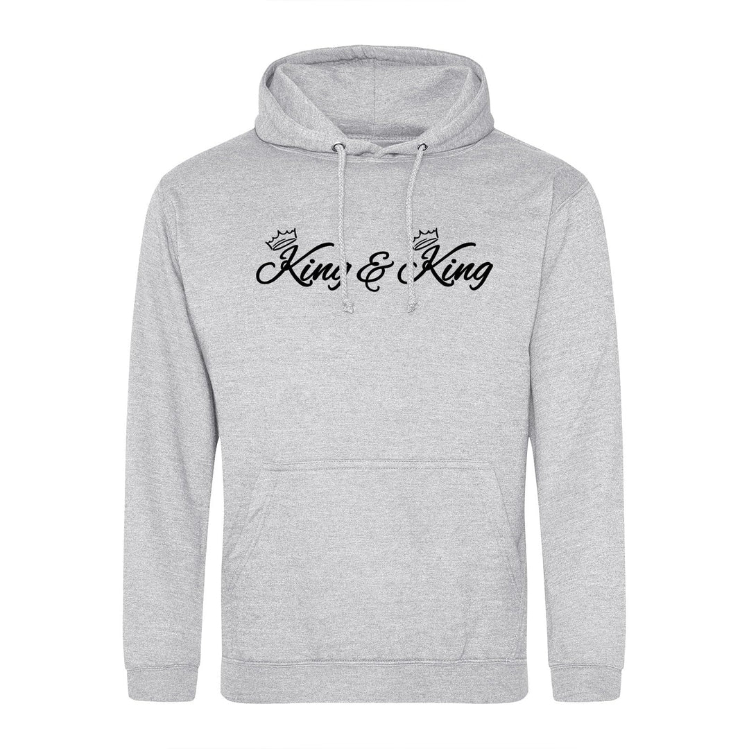 huuraa Unisex Hoodie King &amp; King Krone Pullover Vegan Grösse S Heather Grey mit Motiv Hochzeits Gesc