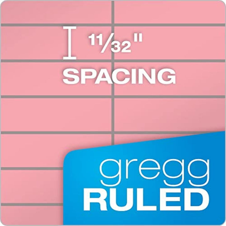 Tops Prism Steno Books, 15,2 x 22,9 cm, Gregg Lineal, rosa Papier, perforiert, 80 Blatt, 4 Stück (80