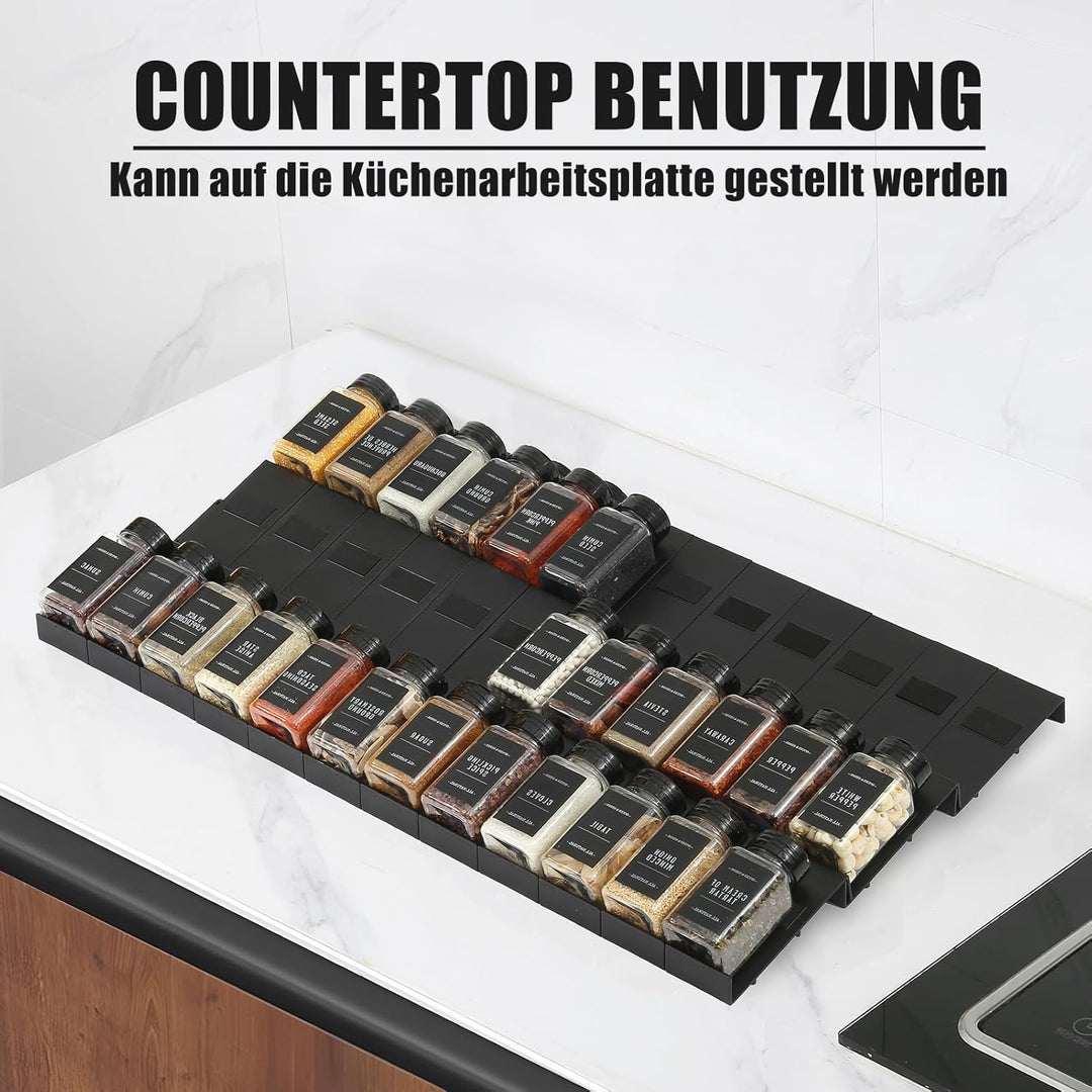 Famhap Gewürz Organizer Schublade, 24 Stück Patchworkable Gewürzregal Schublade, Küchen Organizer sc