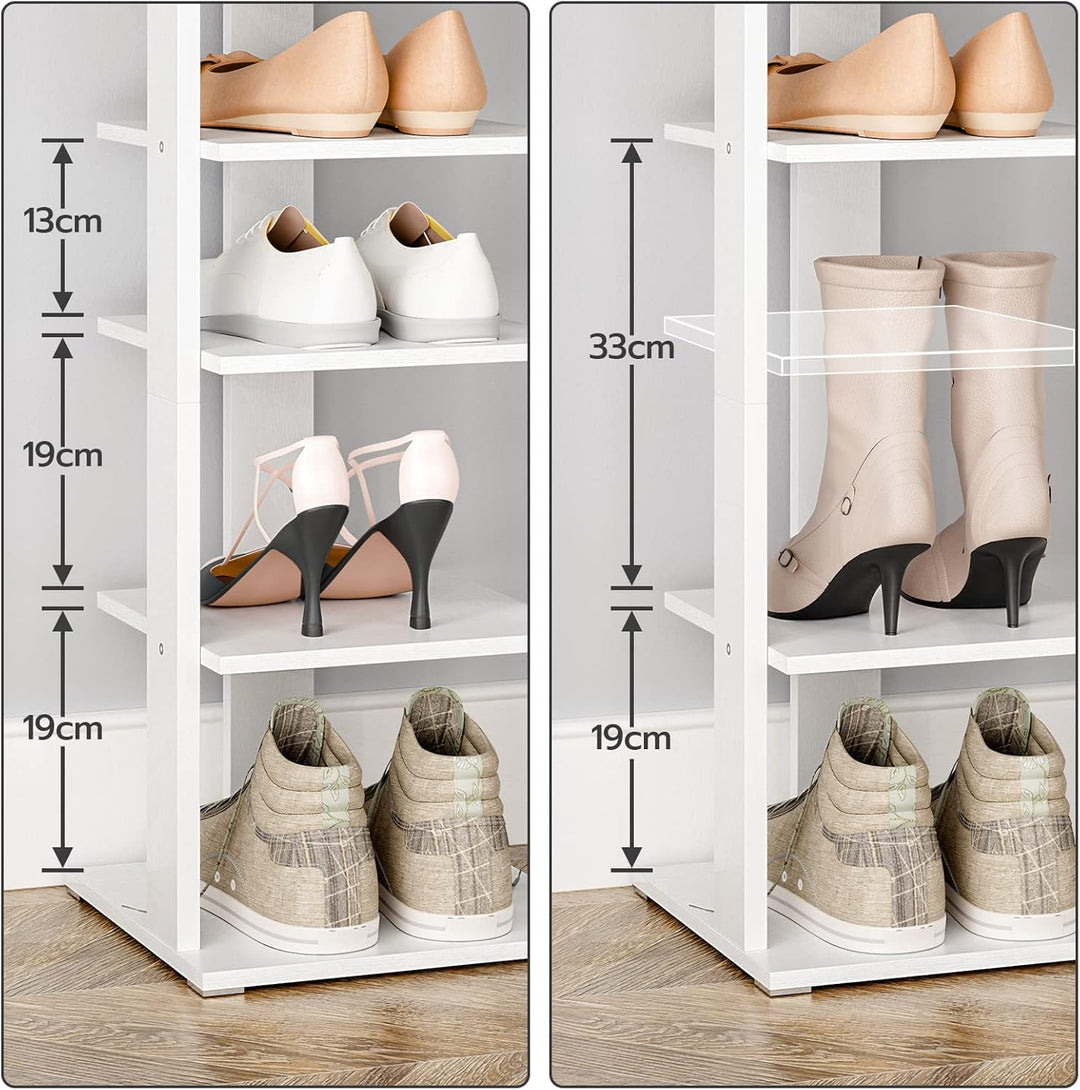 HOOBRO 8-lagiges Schuhregal, schmales Schuhablage, Schuhschrank mit 2 Haken, Ablagegestelle, platzsp