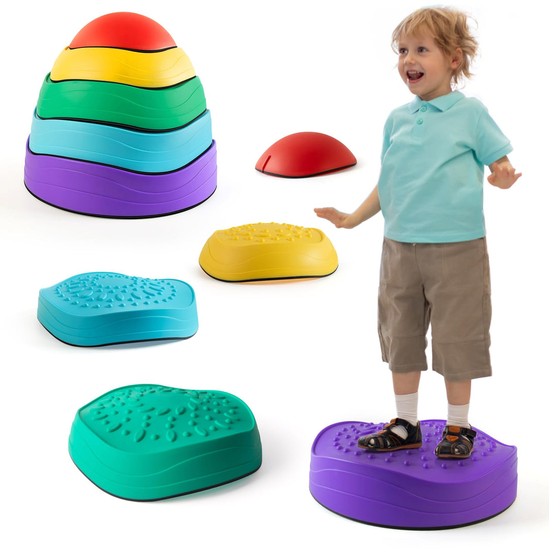 Balanciersteine für Kinder, 5 Stück Rutschfeste Stapelsteine, Motorik & Koordination, Balance Spiele