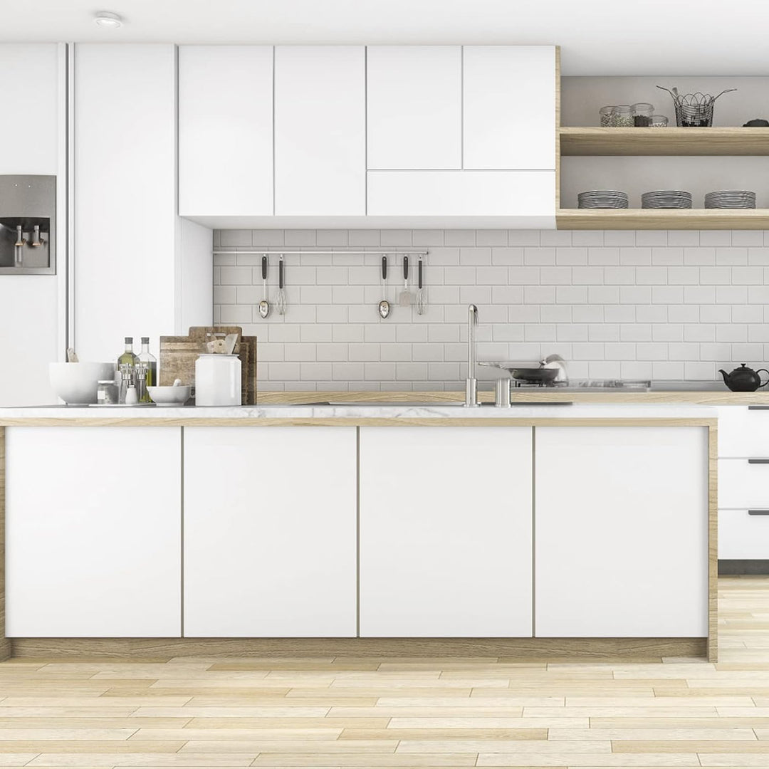 Hode Klebefolie Weiss Matt 60X600cm Selbstklebende Möbelfolie für Möbel Wände Schrank Tischplatten F