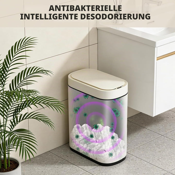 BORDEAG Sensor Mülleimer 8L – Automatischer Mülleimer mit Sensor, Geruchsdichter Elektrischer Müllei