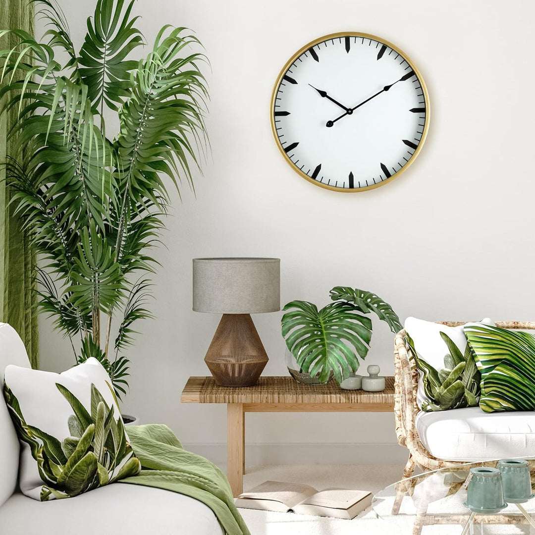 Rebecca Mobili Wanduhr, Moderne Wanduhren, MDF, Metall, Glas, Rund, Für Küche und Wohnzimmer. Durchm