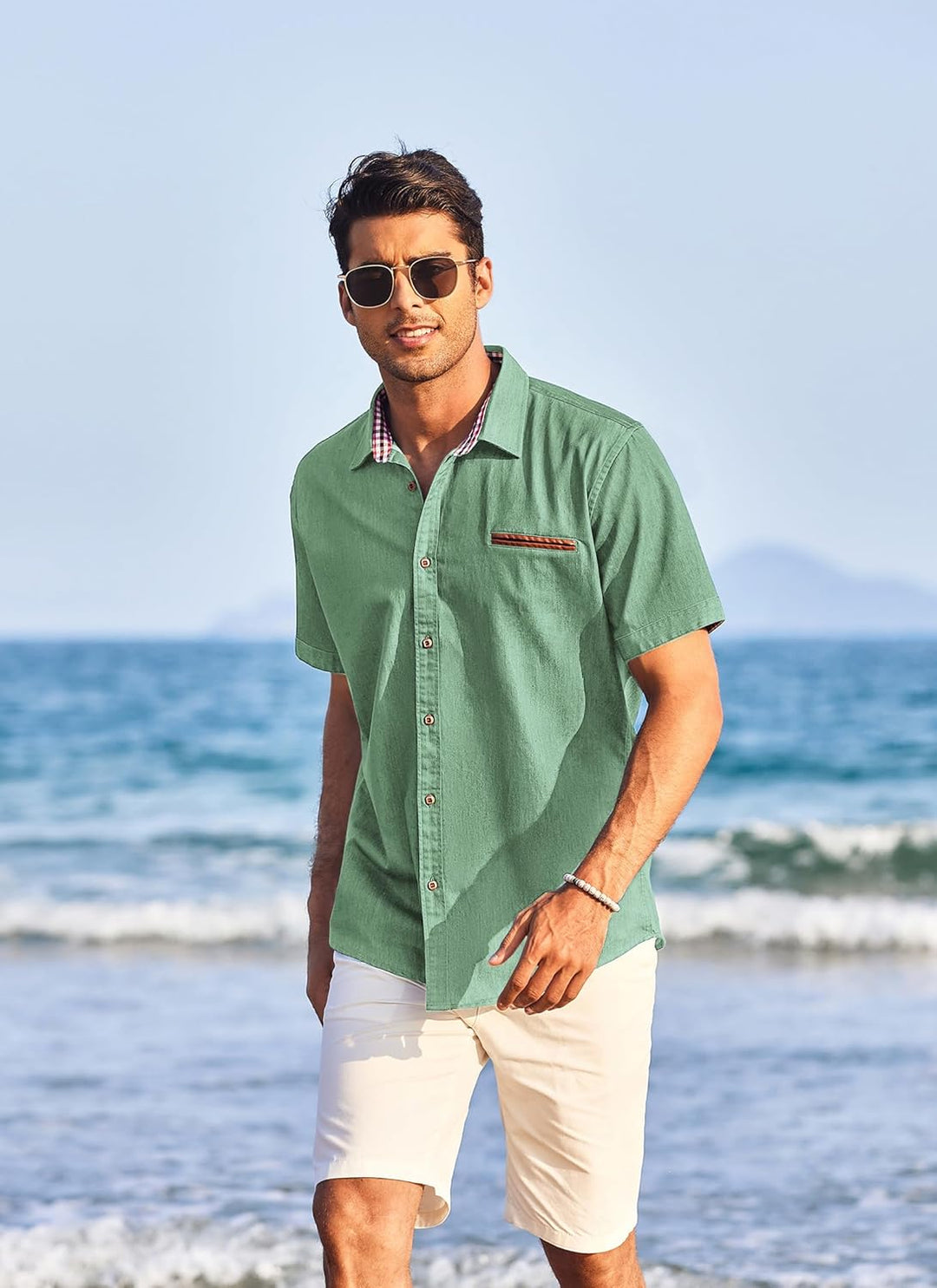 COOFANDY Hemd Herren Kurzarm Jeanshemd Slim Fit Sommer Casual Business Kurzarmhemd Männer Cowboy-Sty