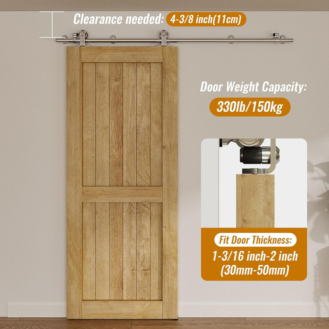 WOLFBIRD Schiebetürbeschläge Edelstahl 200cm Schiebeschiene Komplettes Rollschienenset Heavy Duty St