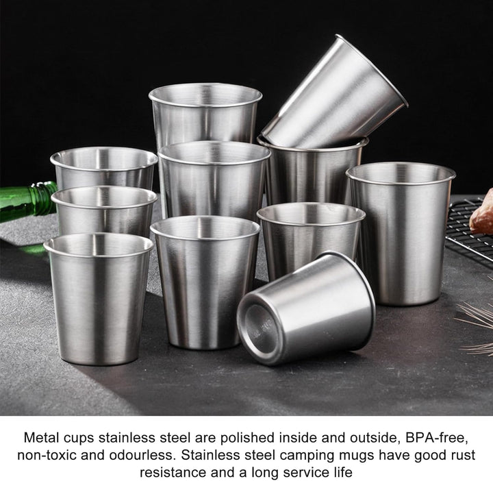 15 Stück Edelstahlbecher 260 ml, Edelstahl Becher Set, Camping Becher, Stapelbar Trinkbecher Schnaps