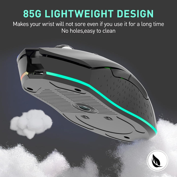 DAREU EM901X Kabellose Gaming-Maus mit Ladestation Wiederaufladbar RGB, 12K DPI, 6 Programmierbare T