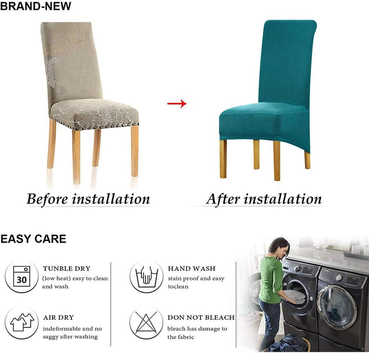 LANSHENG Stretch XL Stuhlhussen für Esszimmerstühle 2/4/6 Pcs Stuhl Schutzbezug, elastische Stuhl Pr