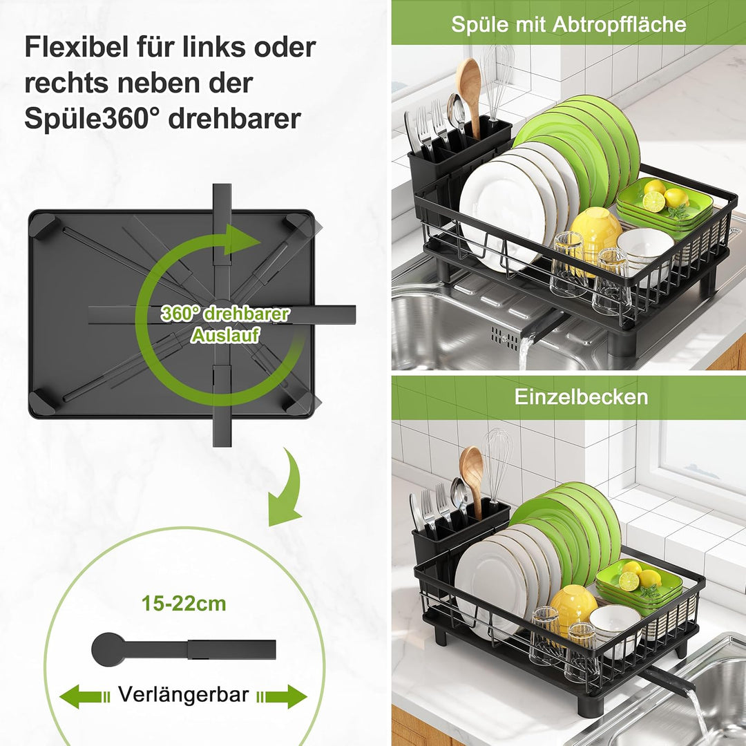 MAJALiS Abtropfgestell Geschirr mit Abtropfschale, Edelstahl Geschirrabtropfgestell, Abtropfgestell