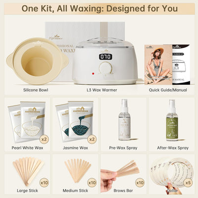 Lifestance Waxing Set - Weisse L3 Wax Maschine zur Wachs Haarentfernung mit Grobes Haar und Hin Flau