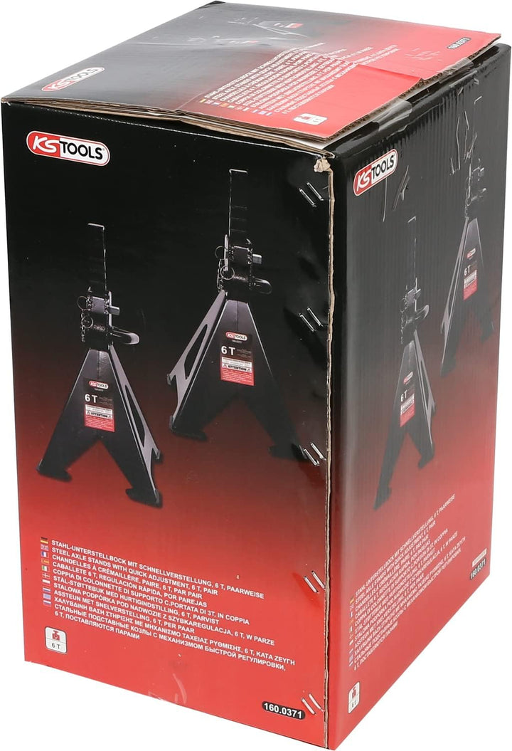 KS Tools 160.0371 Stahl-Unterstellbock mit Schnellverstellung, 6 t, paarweise, 6 t