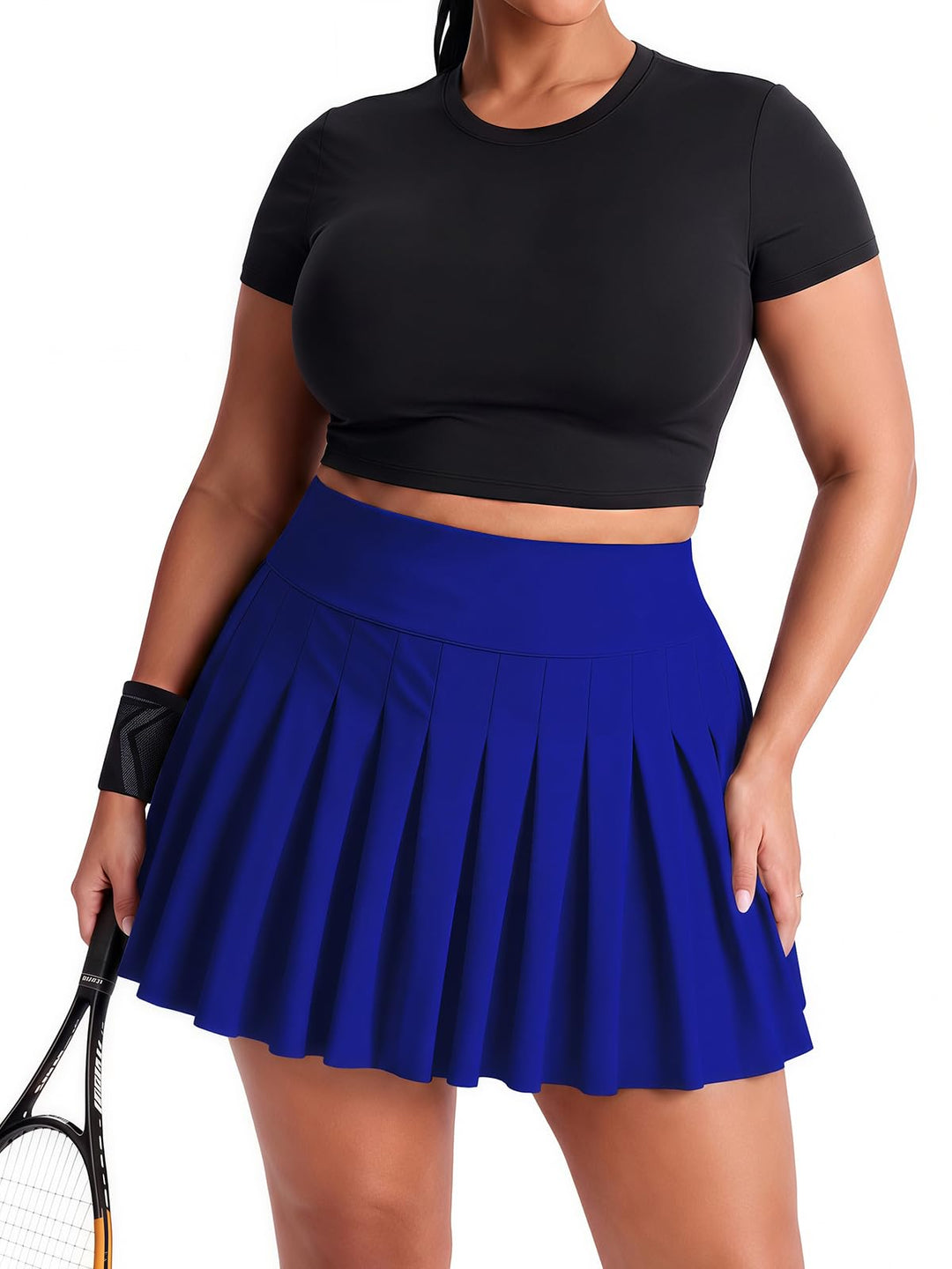 Moon Wood Damen Mini Rock Elastisch Hohe Taille Solid Basic Gefaltet Röcke Tennis Skater Skirt Kurz