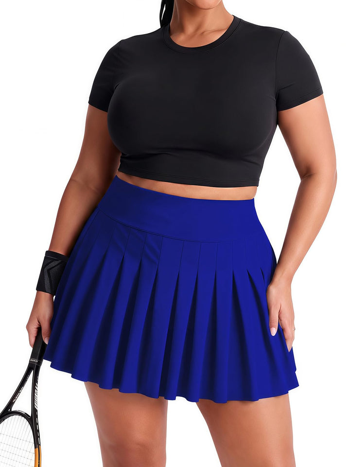 Moon Wood Damen Mini Rock Elastisch Hohe Taille Solid Basic Gefaltet Röcke Tennis Skater Skirt Kurz